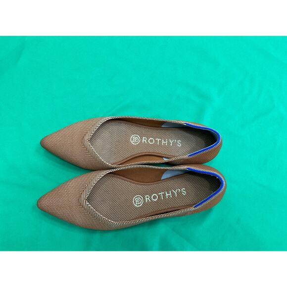 Rothy's The Point ballet flats the "Amber" burnt orange textile Blue Trim 7.5 - Picture 10 of 14